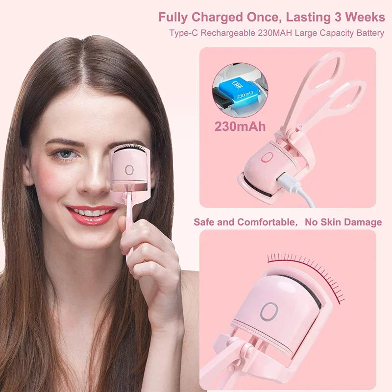 Recourbe-cils chauffant, recourbe-cils électrique rechargeable par USB avec 2 niveaux de température, chauffage rapide et effet de bouclage longue durée