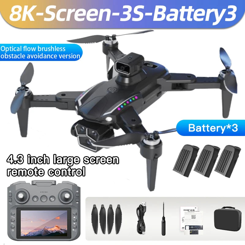 Drone Xiaomi Mijia S12 moteur sans balais 8K HD 3 caméras professionnelles 5G 4.3 pouces grand écran télécommande pliable quadrirotor
