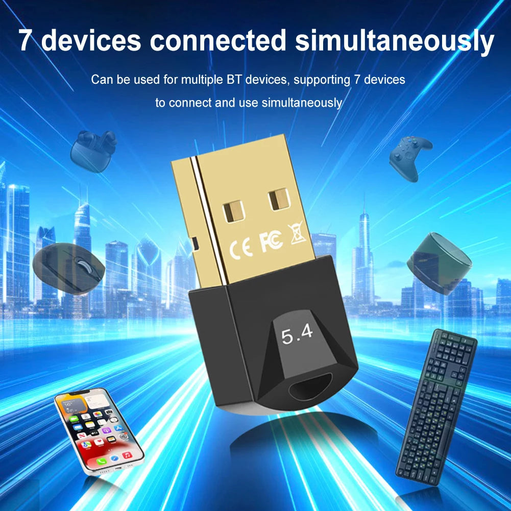 Adaptateur USB Bluetooth 5.4 sans fil pour ordinateur PC et ordinateur portable, transmetteur récepteur audio, dongle