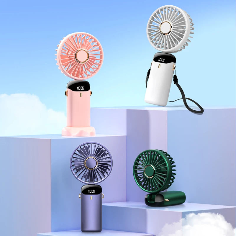 Ventilateur portable pliable Kinscoter USB 800 mAh avec affichage LED – Mini ventilateur rechargeable pour la maison et l’extérieur