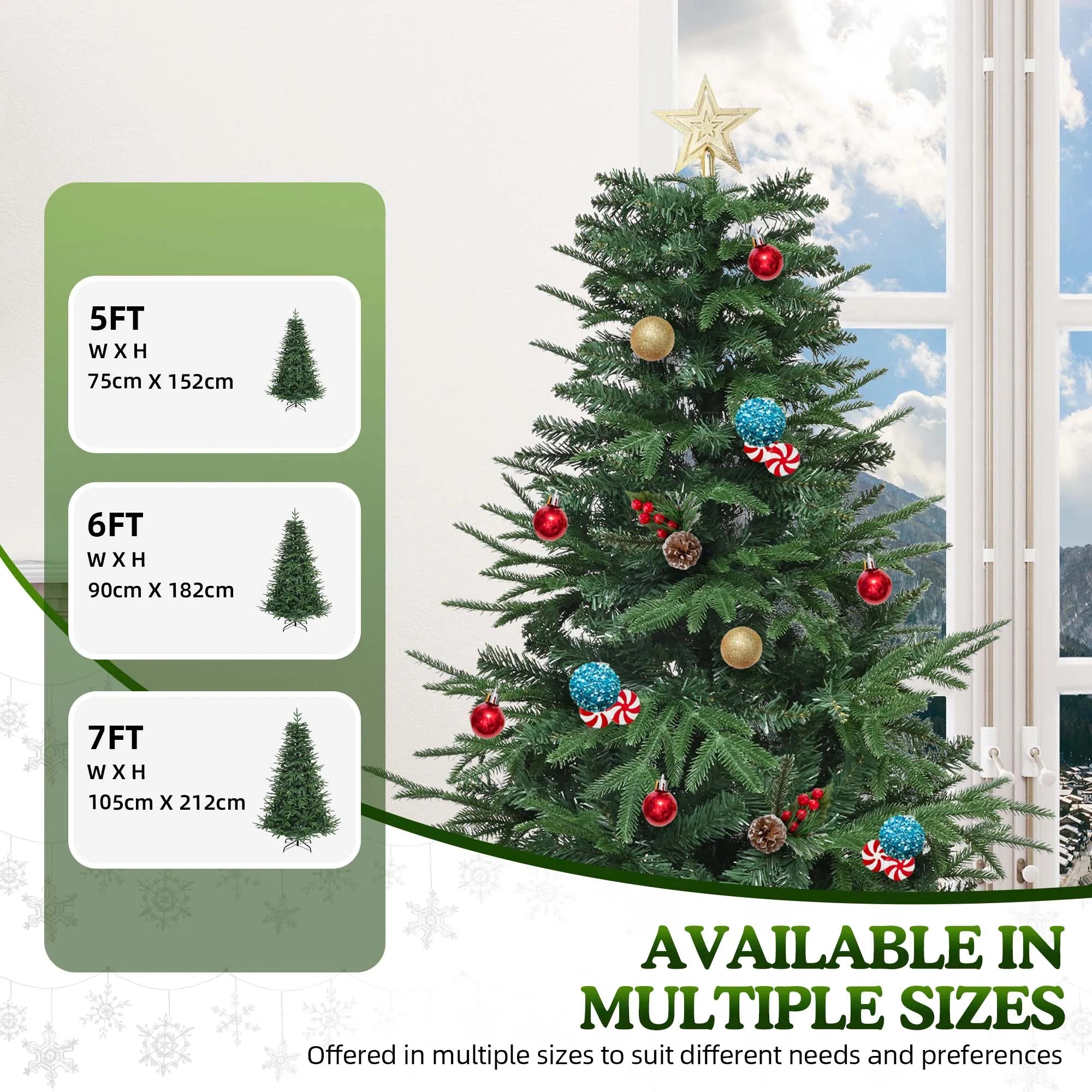 Arbre de Noël Pop-Up 5 Pieds – 450 Embouts, Structure PE, Montage Facile