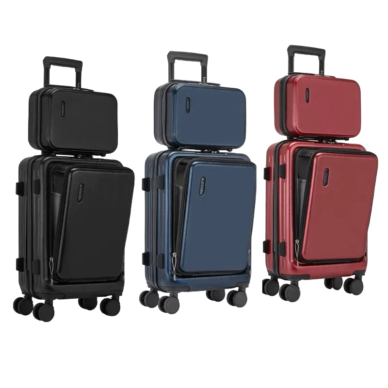 Coffret à bagages à main 20 pouces KONO 2 pièces – étui rigide ABS léger, 4 rouleaux doubles, serrure TSA, trousse à cosmétiques