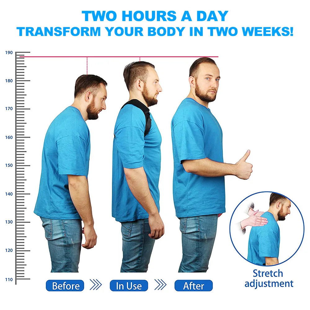 Ceinture de soutien dorsale, Attelle de posture réglable pour le haut du dos pour hommes et femmes, soutien de la colonne vertébrale