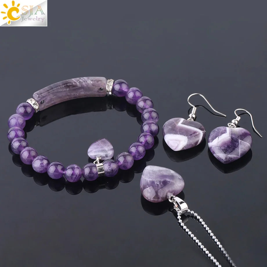 Ensemble de bijoux Love Coussins, pierre naturelle, pierres précieuses, bijoux en perles, bracelet, boucle d'oreille pendante, collier de déclaration, F640