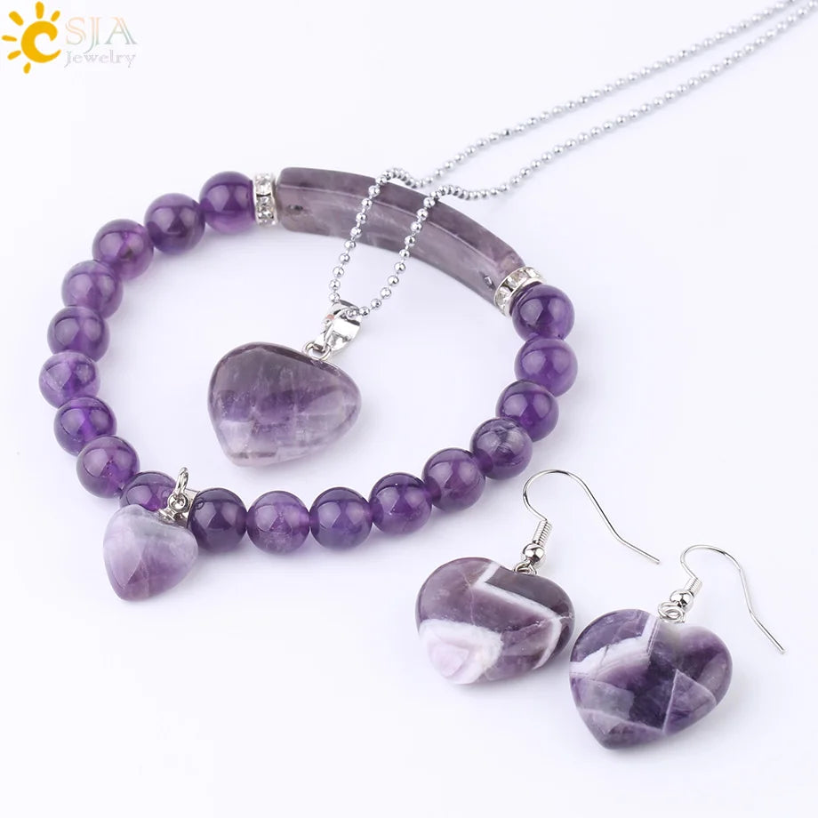 Ensemble de bijoux Love Coussins, pierre naturelle, pierres précieuses, bijoux en perles, bracelet, boucle d'oreille pendante, collier de déclaration, F640