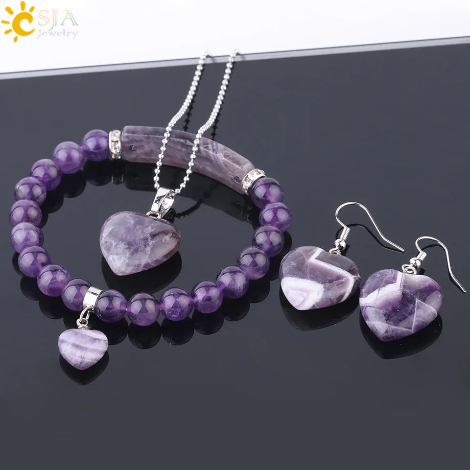 Ensemble de bijoux Love Coussins, pierre naturelle, pierres précieuses, bijoux en perles, bracelet, boucle d'oreille pendante, collier de déclaration, F640
