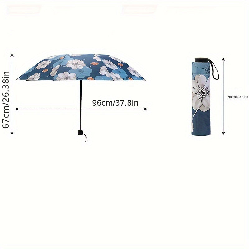 Parapluie pliant automatique à imprimé feuilles d'automne rétro avec protection UV