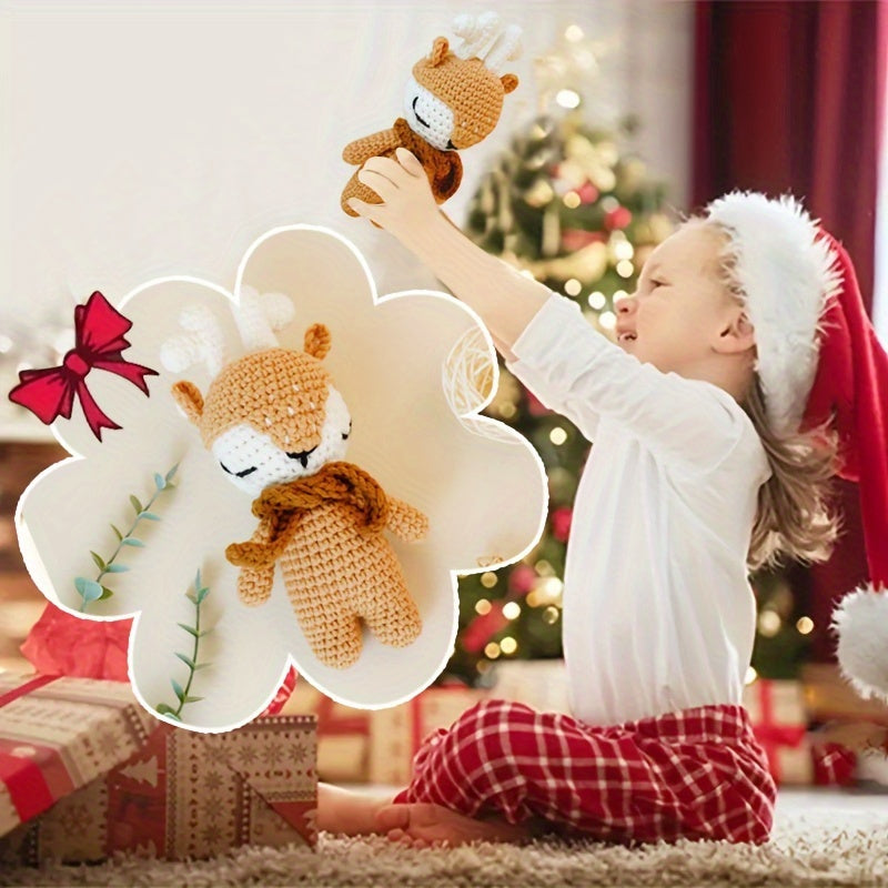 Jouet réconfortant pour bébé fait à la main au crochet, animal en peluche en pur coton pour nouveau-nés et tout-petits