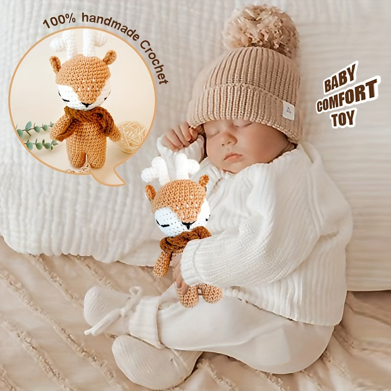 Jouet réconfortant pour bébé fait à la main au crochet, animal en peluche en pur coton pour nouveau-nés et tout-petits