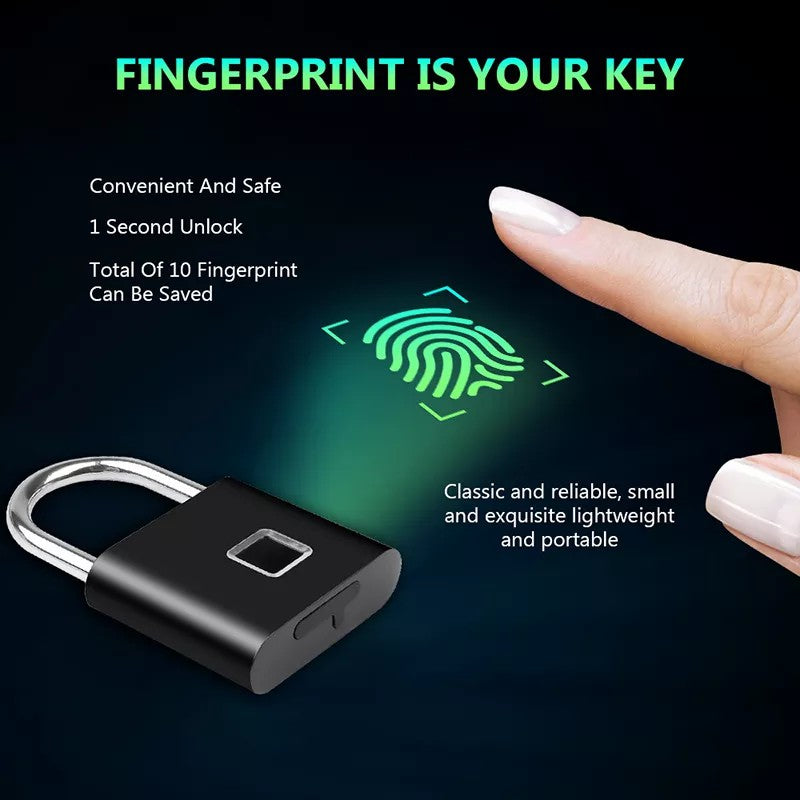 Mini Smart Fingerprint Padlock Keyless USB Rechargeable Battery