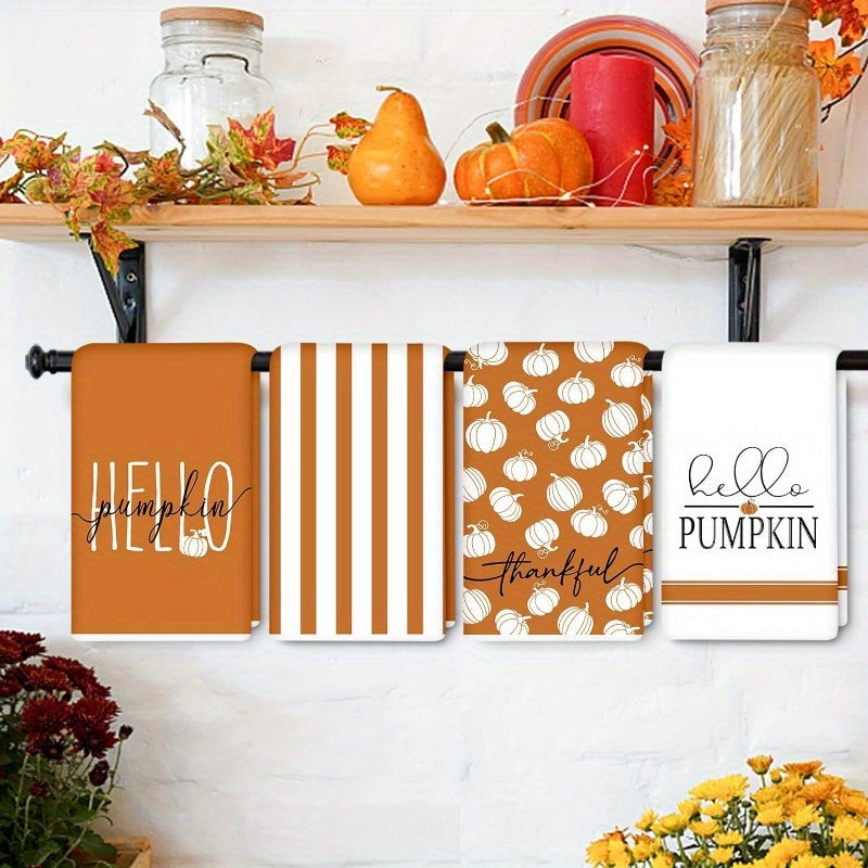 Modern Pumpkin Kitchen Towels, Set of 4