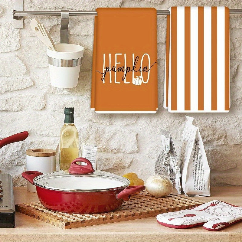 Modern Pumpkin Kitchen Towels, Set of 4