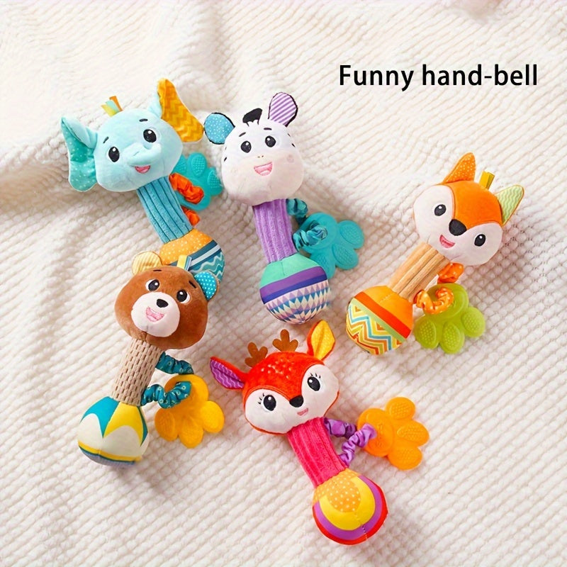 Baby Rattle, Activity Toy, Plush Toy with Grasping Stick, Soothing Bed Bell, Shaking Bell