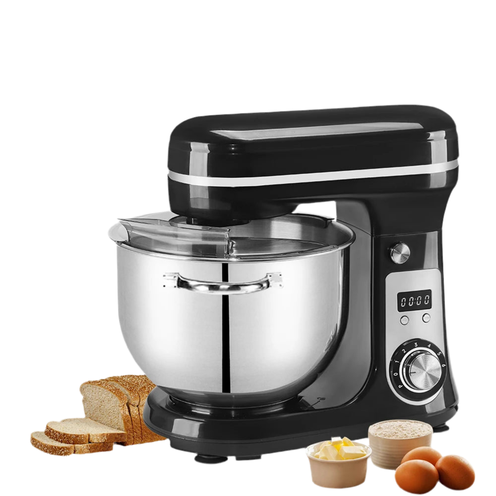 Robot de cuisine électrique BioloMix, 6L sur socle mélangeur 1200W moteur silencieux bol en acier inoxydable 6 vitesses, Crochet à pétrir, Batteur plat, bol mélangeur, Fouet filaire
