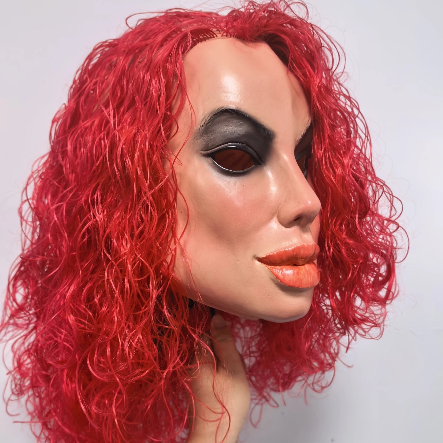 Masque visage humain – Unisexe, caoutchouc/latex réaliste avec perruque, accessoire de fête