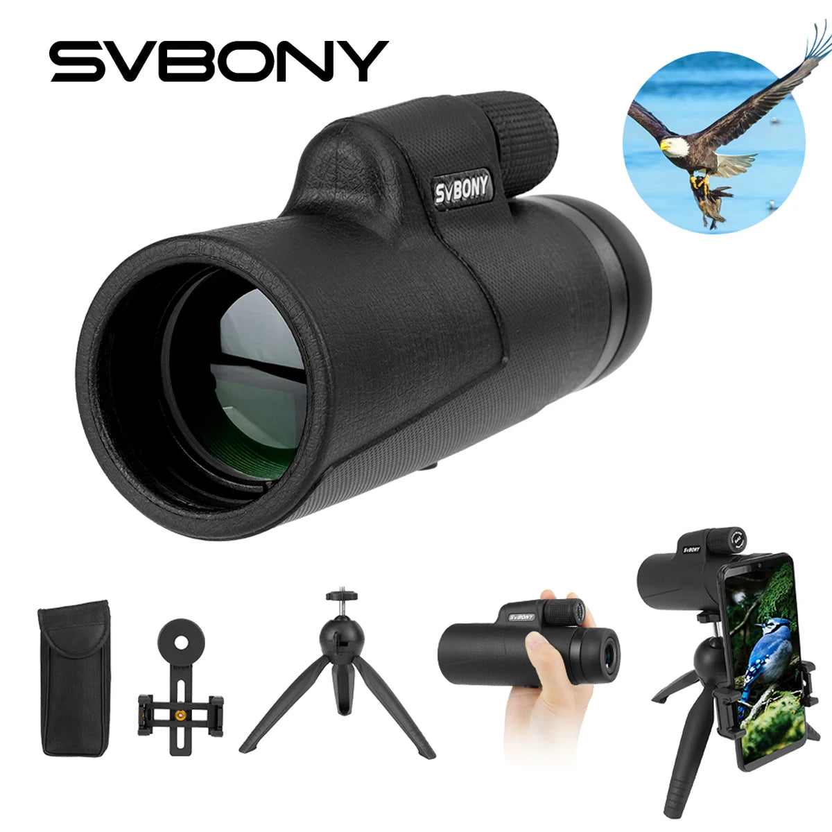 SVBONY Long Distance Portable Monocular Telescope, Professional HD Zoom