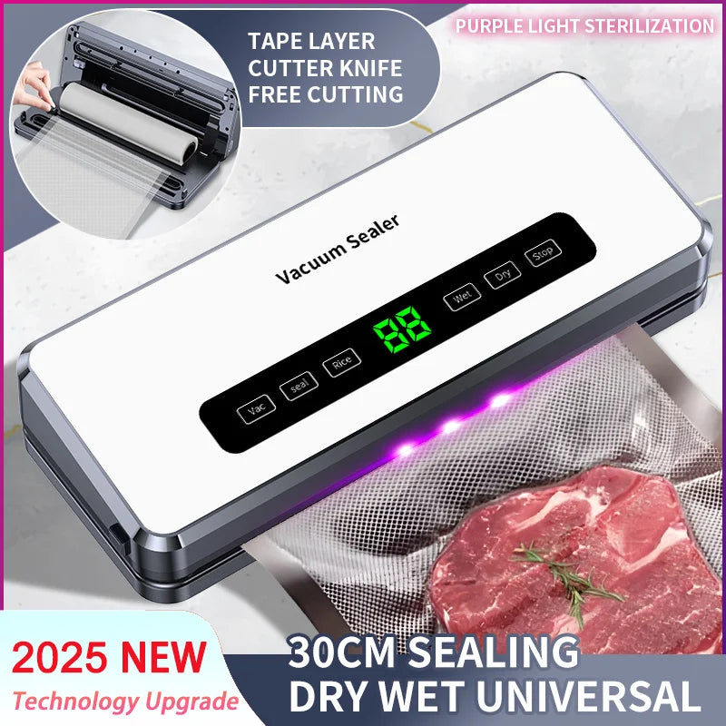 Scelleuse sous vide électrique alimentaire – Bouton tactile sec/humide, coupe intégrée, stérilisation UV