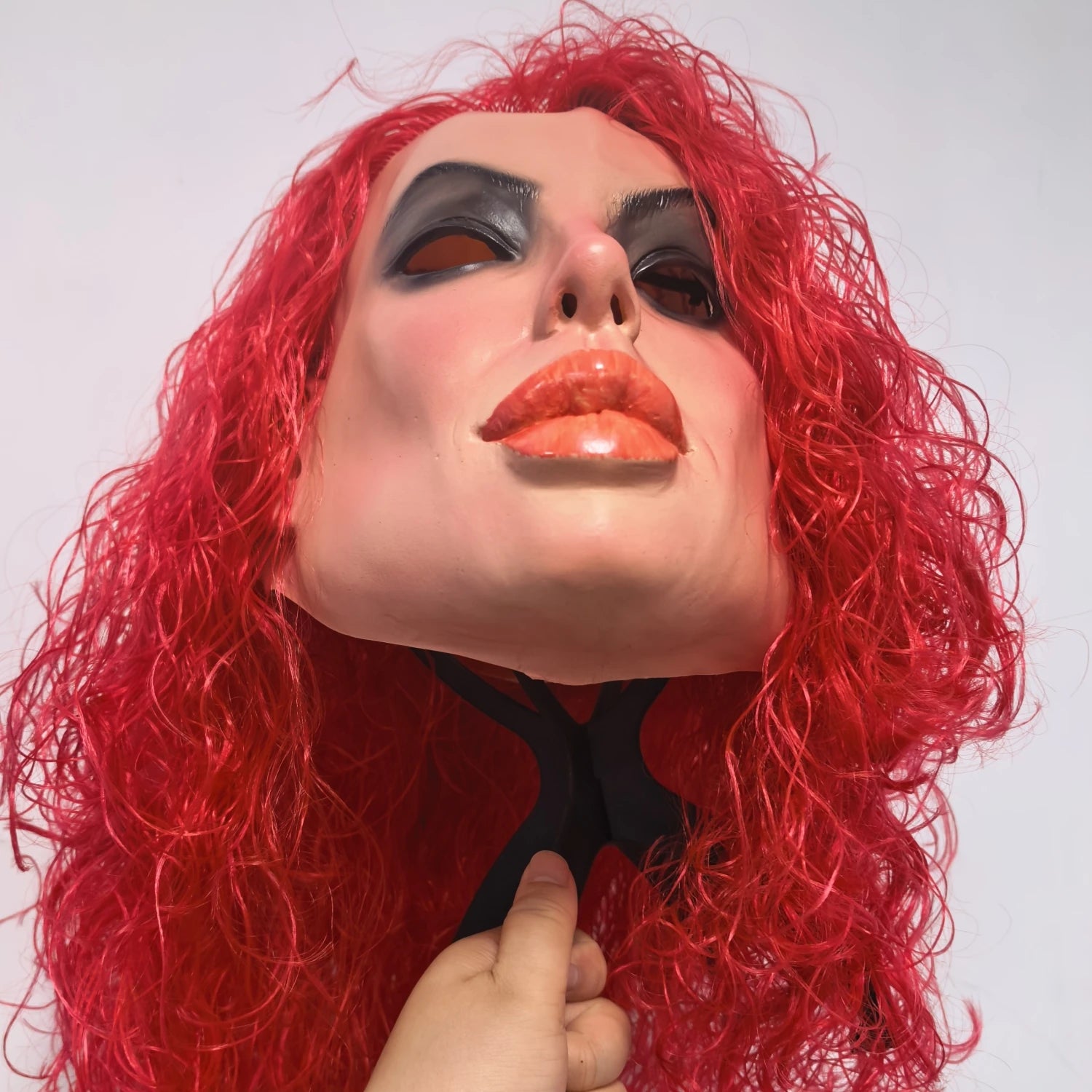 Masque visage humain – Unisexe, caoutchouc/latex réaliste avec perruque, accessoire de fête