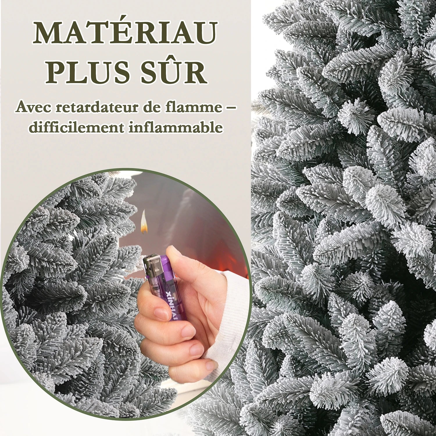 Arbre de Noël Artificiel Blanc Neige en PVC – 180/210 cm, 989/1381 Pointes, Support Métal