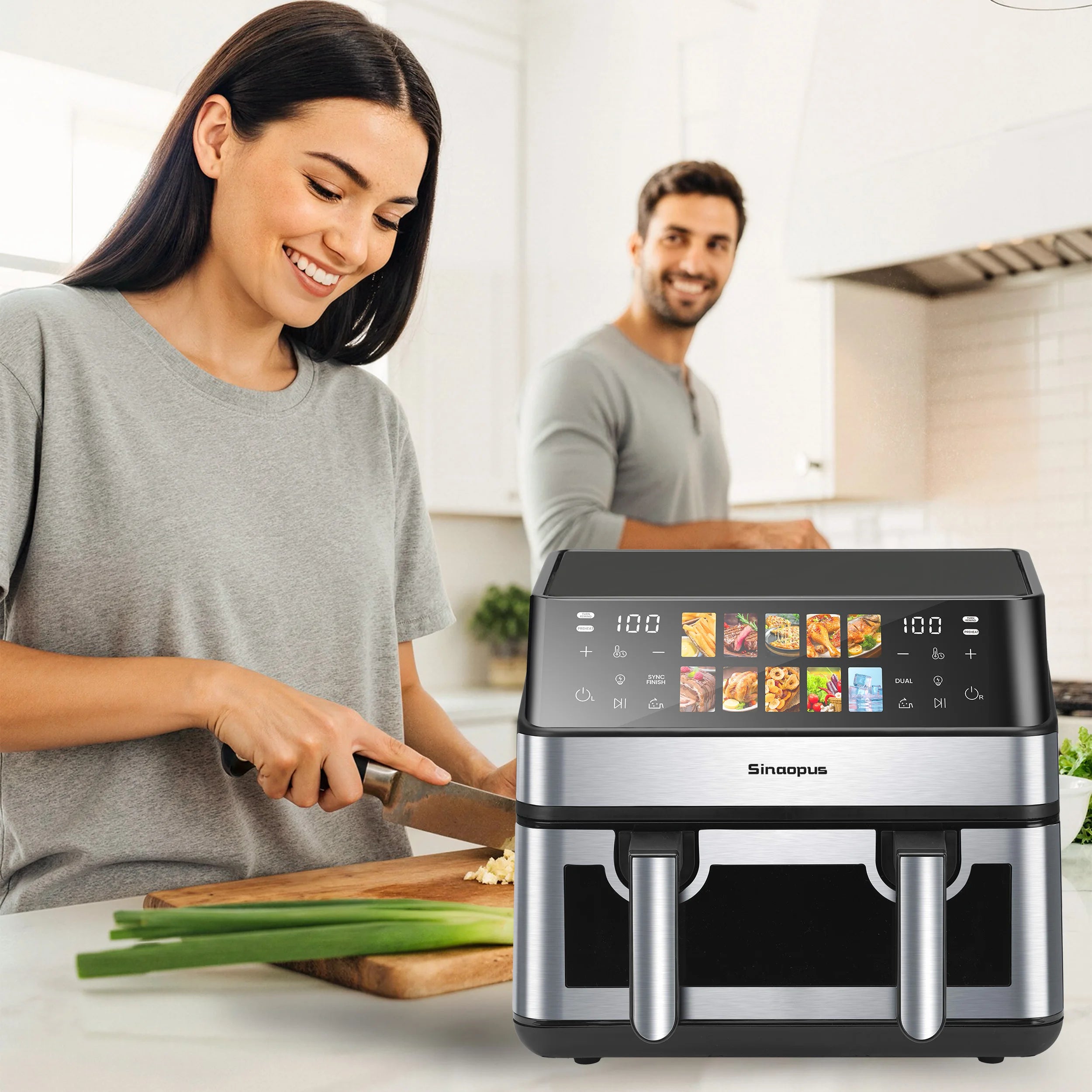 Friteuse à Air Chaud 8,5 L 2000 W – LED Tactile, 10 Programmes, Sans Huile, Familiale