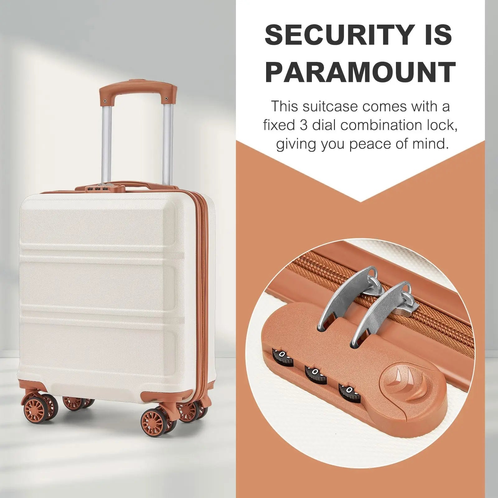 Étui rigide ABS léger 16 pouces KONO – Bagage à main avec serrure à combinaison