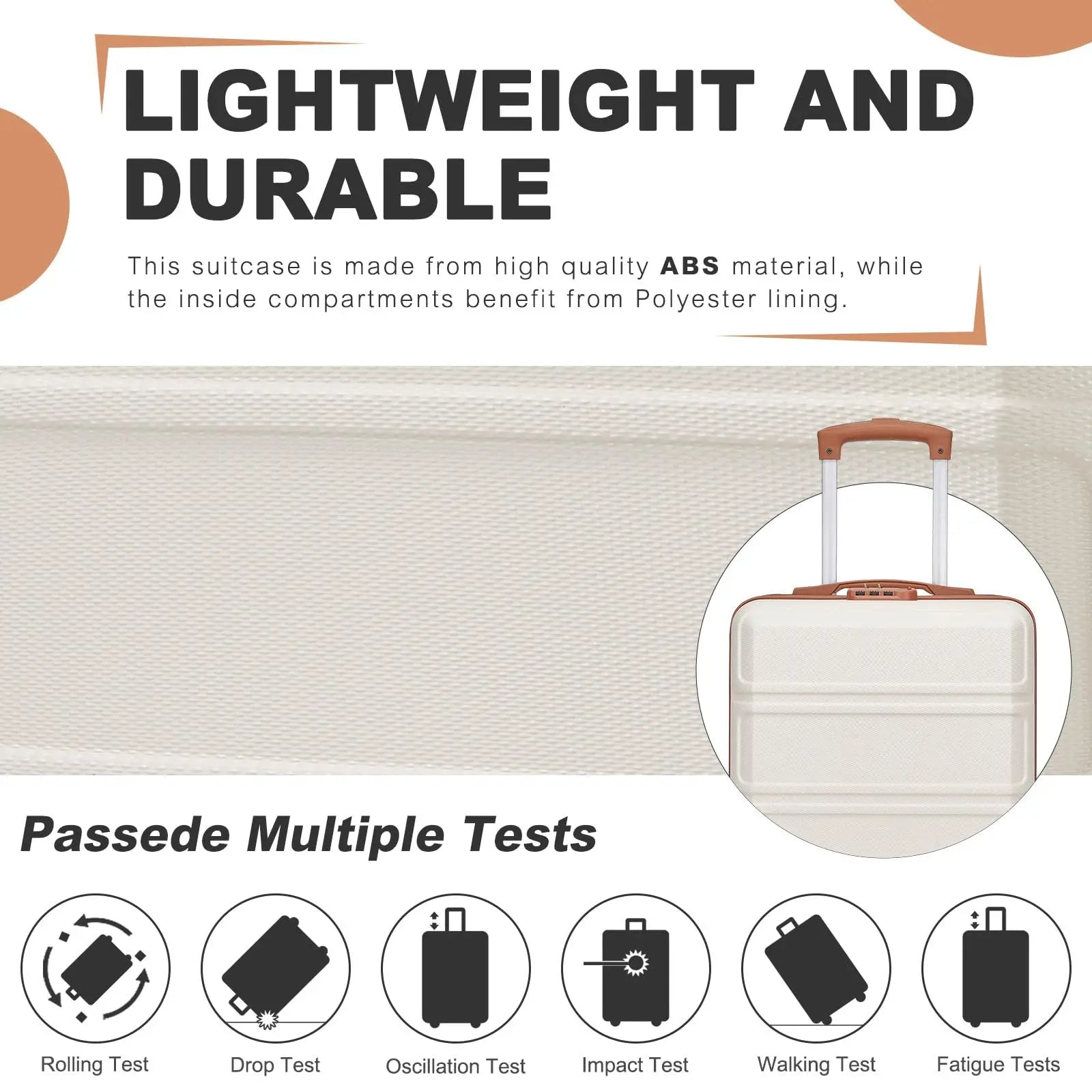 Étui rigide ABS léger 16 pouces KONO – Bagage à main avec serrure à combinaison