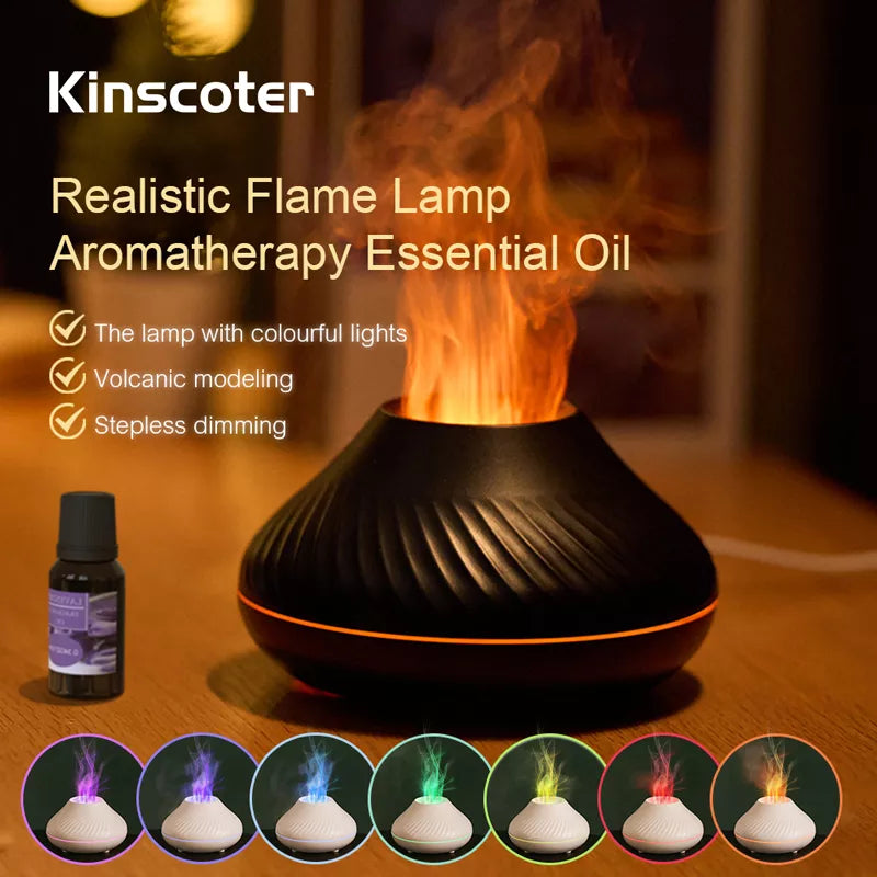 Diffuseur d'arômes constants KINSCOTER, lampe à huiles essentielles, humidificateur d'air portable USB, veilleuse à flamme, 130ml