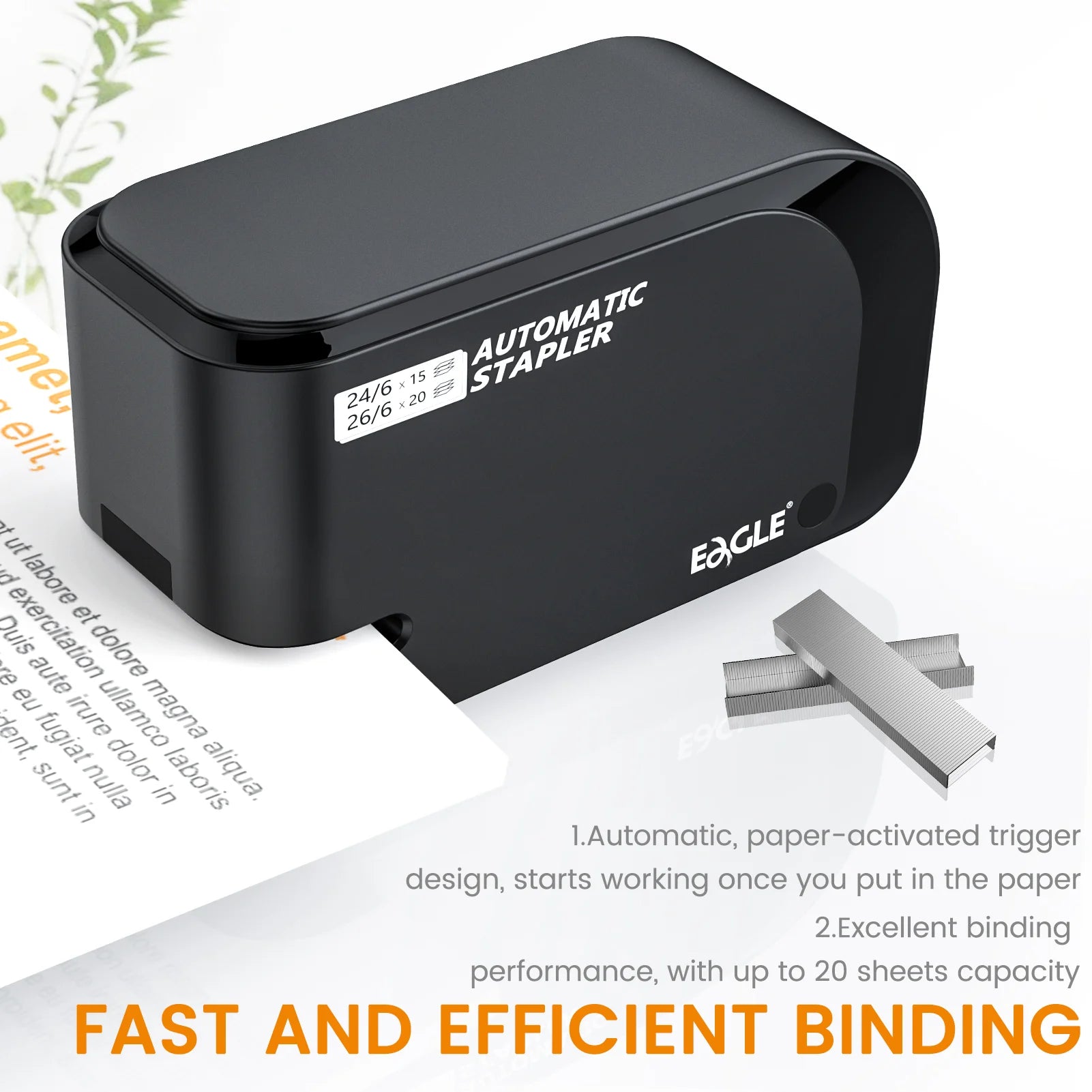 Electric Stapler, Automatic Electronic Stapler, with Free 2000 Staples, 20 Sheet Capacity, School and Office Supplies 