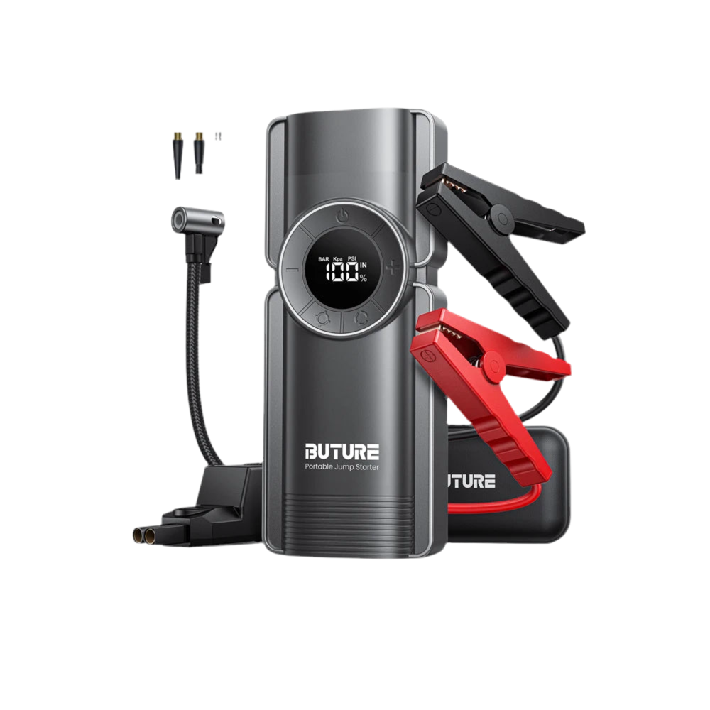 4 in 1 Car Jump Starter, 150PSI Pump, LED Light, Air Compressor, 20000mAh Power Bank, 2500A Starting Device, 15V Digital Tire Inflator