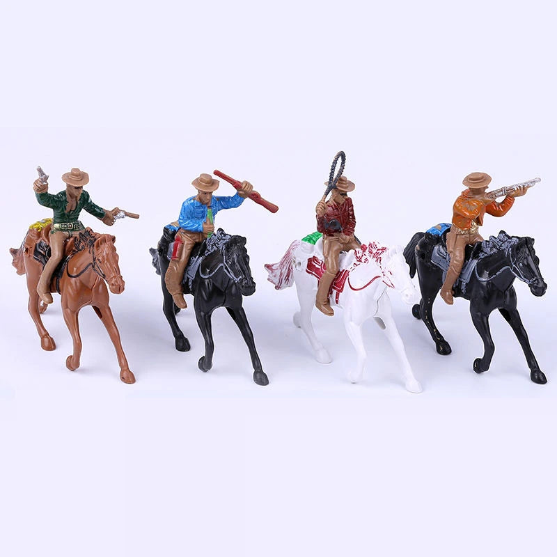 16pcs Plastic Indian Cowboy Figures Little Western Horses Classic Toys for Kids 