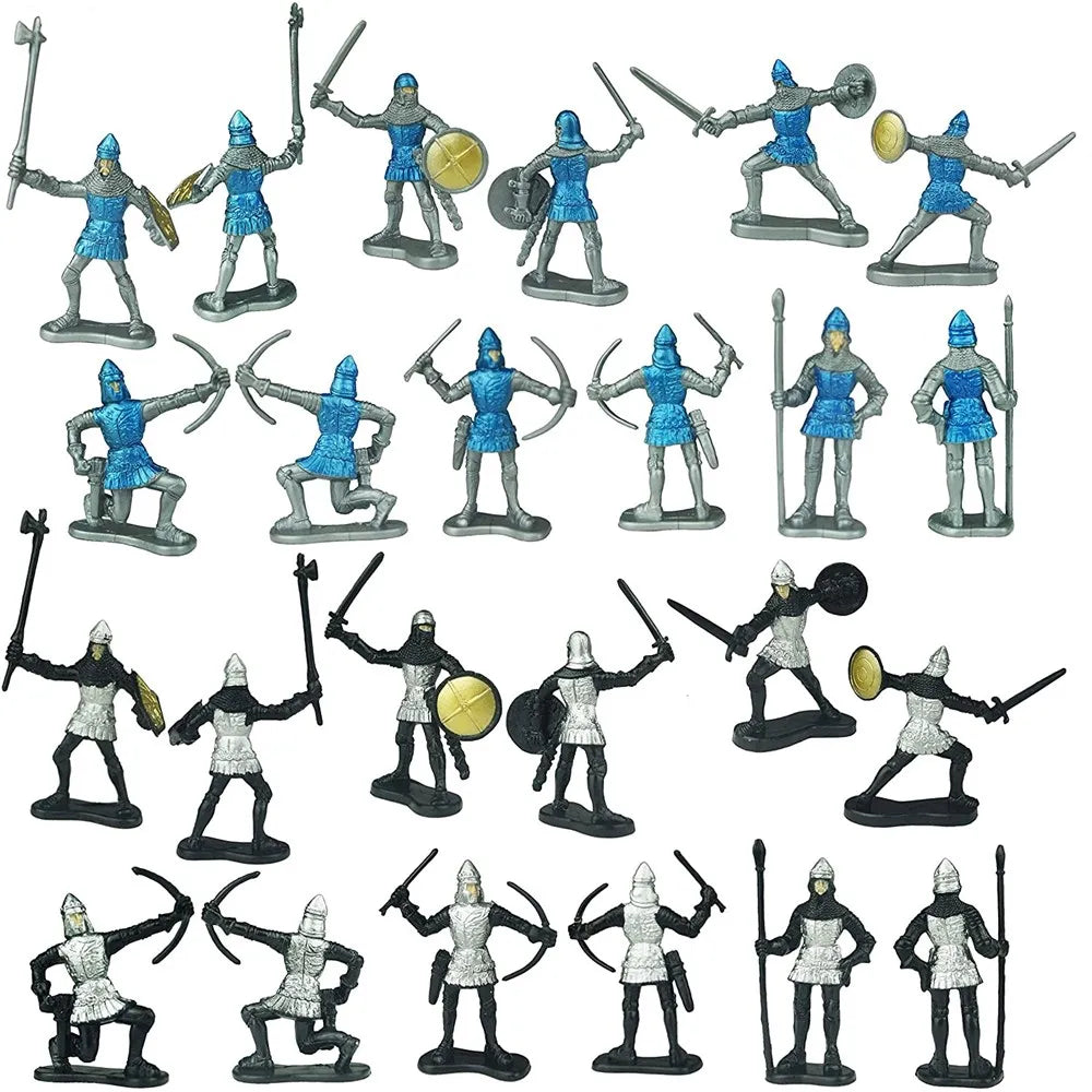 Mittelalterliche Militärfiguren für Kinder, Kunststoff, Soldat, Ritter, Pferde, Armee, Spielzeugset, mittelalterliches Modell 