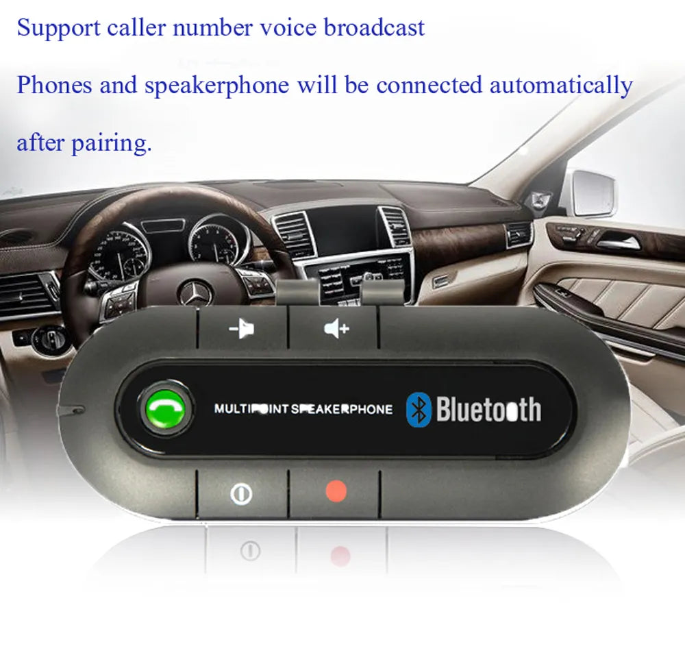 Bluetooth 4.1 Wireless Handsfree Car Kit Sun Visor Bluetooth Speakerphone MP3 Music Player Car Charger 