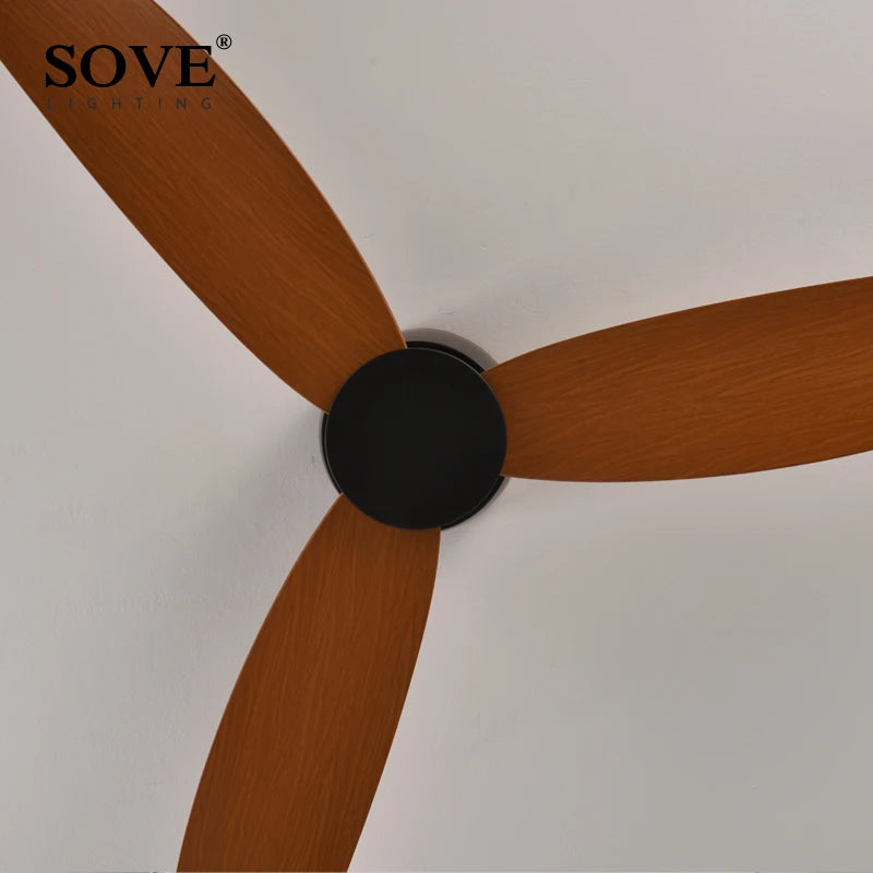 Modern ceiling fan without light with remote control SOVE-, DC motor, for home use, black and white finish, 30 W, 220 V