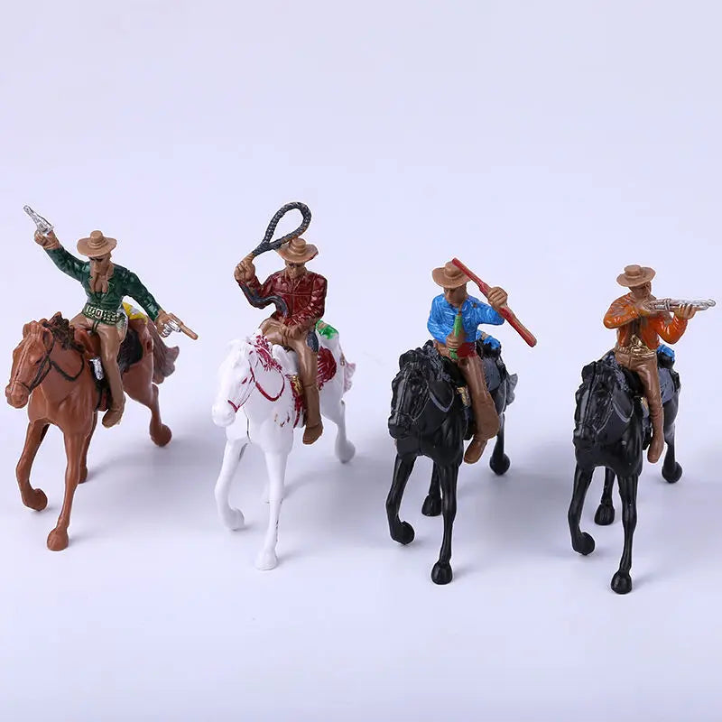 16pcs Plastic Indian Cowboy Figures Little Western Horses Classic Toys for Kids 