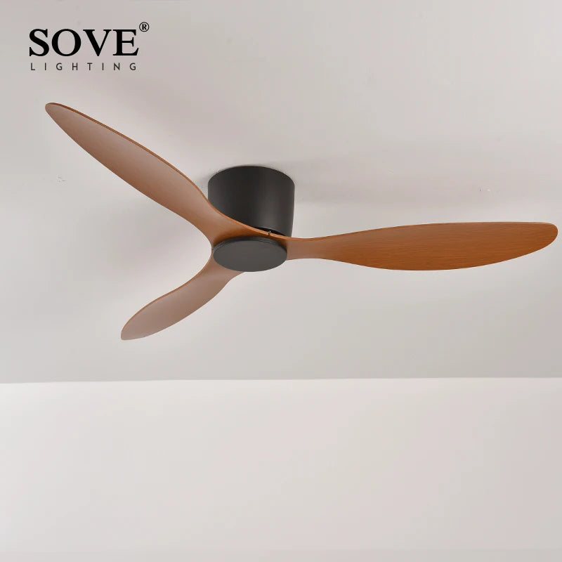 Modern ceiling fan without light with remote control SOVE-, DC motor, for home use, black and white finish, 30 W, 220 V