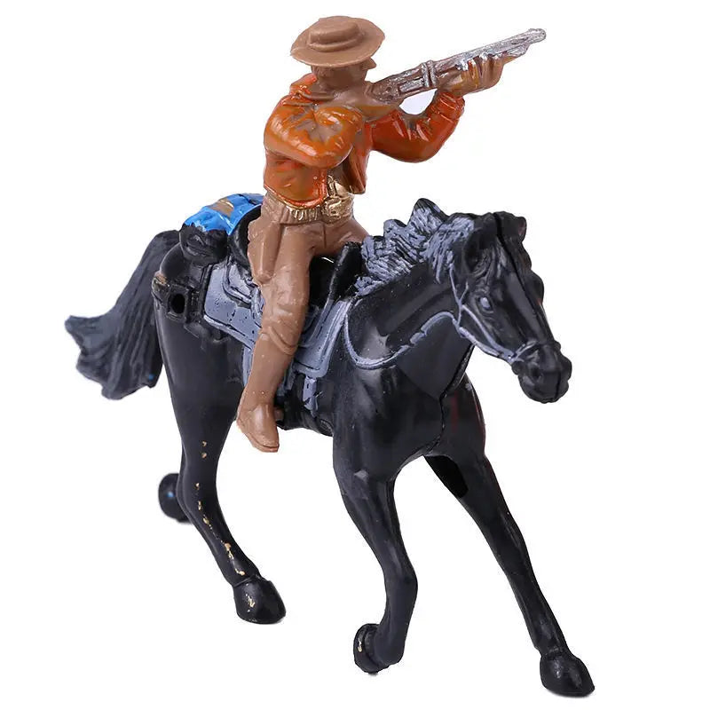 16pcs Plastic Indian Cowboy Figures Little Western Horses Classic Toys for Kids 