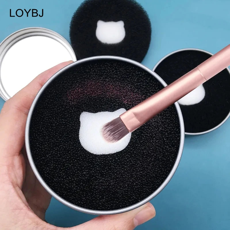 Boîte éponge de nettoyage à sec pour pinceaux de maquillage LOYBJ, outils de nettoyage à sec, Blush, fard à paupières, poudre à sourcils, brosse, appareil à retrait rapide