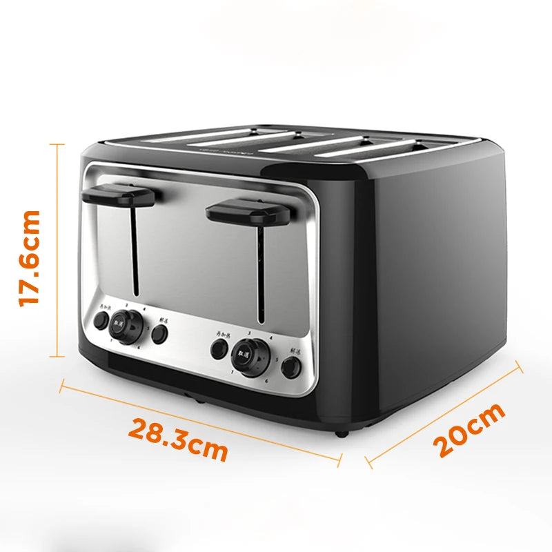 Stainless Steel Electric Toaster for Home Automatic Toaster Breakfast 4 Slice Toaster 