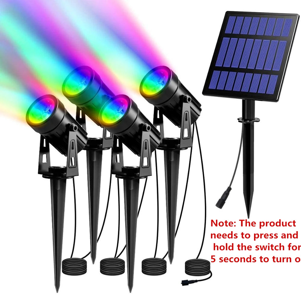 Rostfreie LED-Solarleuchte aus Aluminium – IP65, 1/2/3/4 Strahler, Außenbeleuchtung für Garten und Landschaft, RGB- und Warm-/Kaltweiß-Optionen