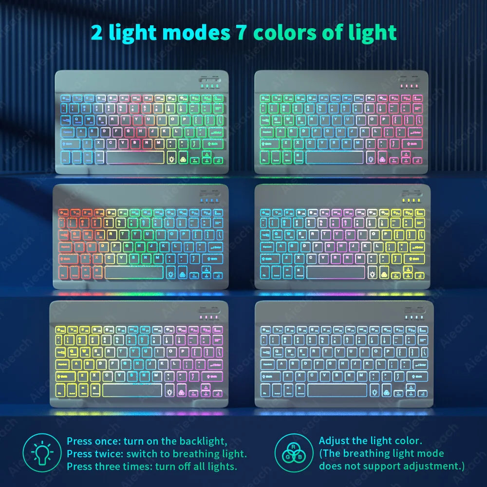 Retro Rainbow Bluetooth Keyboard for Android iOS Windows Tablet, Wireless Mouse for iPad Phone