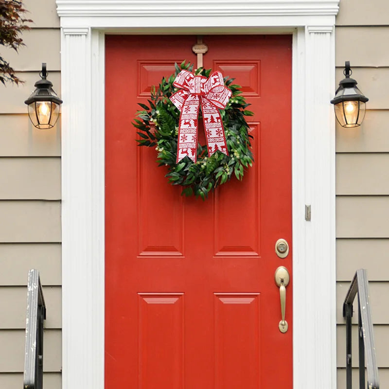 Décoration Papillon à 5 Oreilles de 24x19cm, Ruban en Lin Artisanal, Décoration de Noël, Décor d'Arbre de Noël, à Rayures