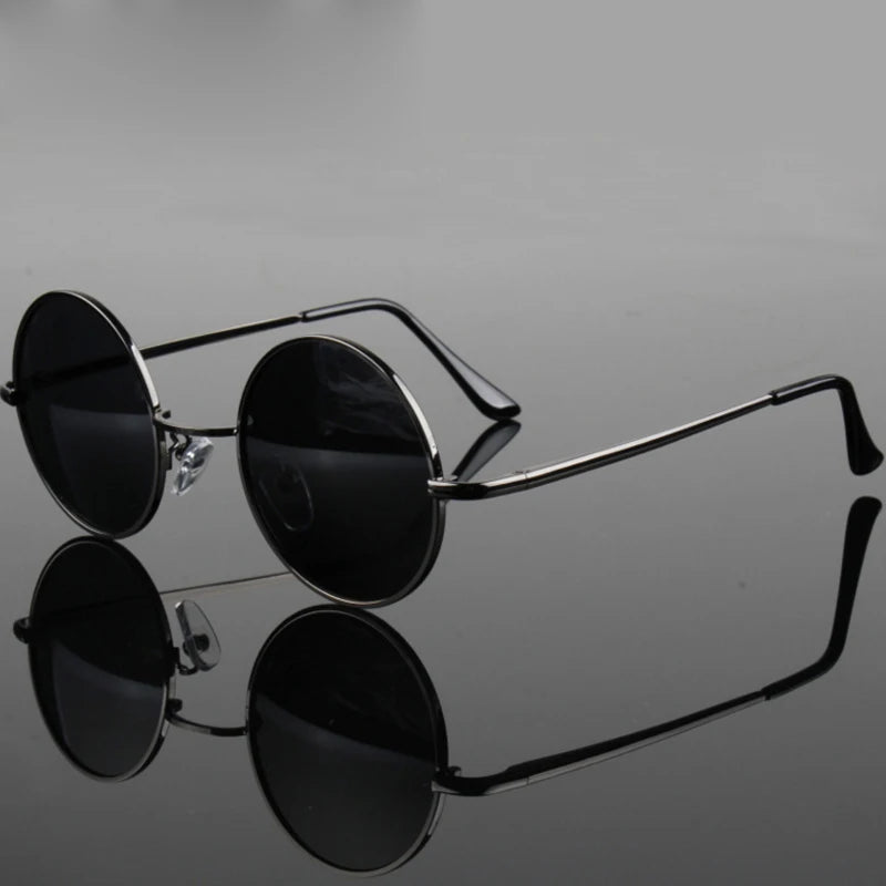 Metal Alloy Frame Sunglasses for Women Men Polarized UV400 Vintage Round Black Lens Driving Eyewear