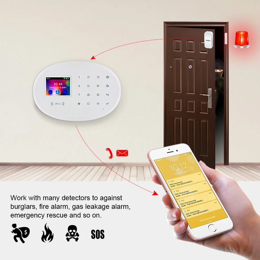 KERUI tuya Smart Home Security Alarm System Wifi 101 RFID Wireless Motion Sensor Door Detector IP Camera Siren Alexa 