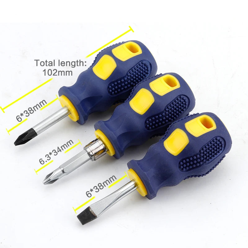 Mini Multi-function Cross Screwdriver Slotted Flat Screwdriver DIY Repair Tools Magnetic Short Screwdriver Small