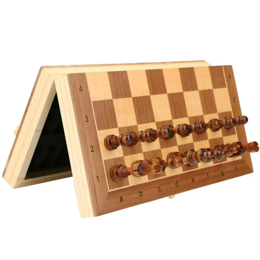 Magnetic Folding Wooden Chess Set with Felt Board, Large Indoor Chessboard for Adults and Kids, 39x39cm 