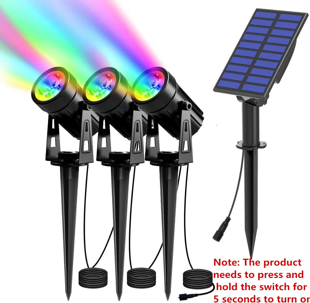 Rostfreie LED-Solarleuchte aus Aluminium – IP65, 1/2/3/4 Strahler, Außenbeleuchtung für Garten und Landschaft, RGB- und Warm-/Kaltweiß-Optionen