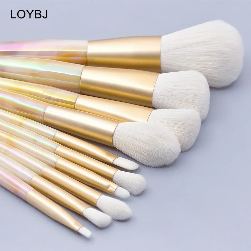 Ensemble de pinceaux de maquillage diversifiés LOYBJ, poudre, fond de teint, fard à joues, contour, correcteur, fard à barrage, 10 pièces