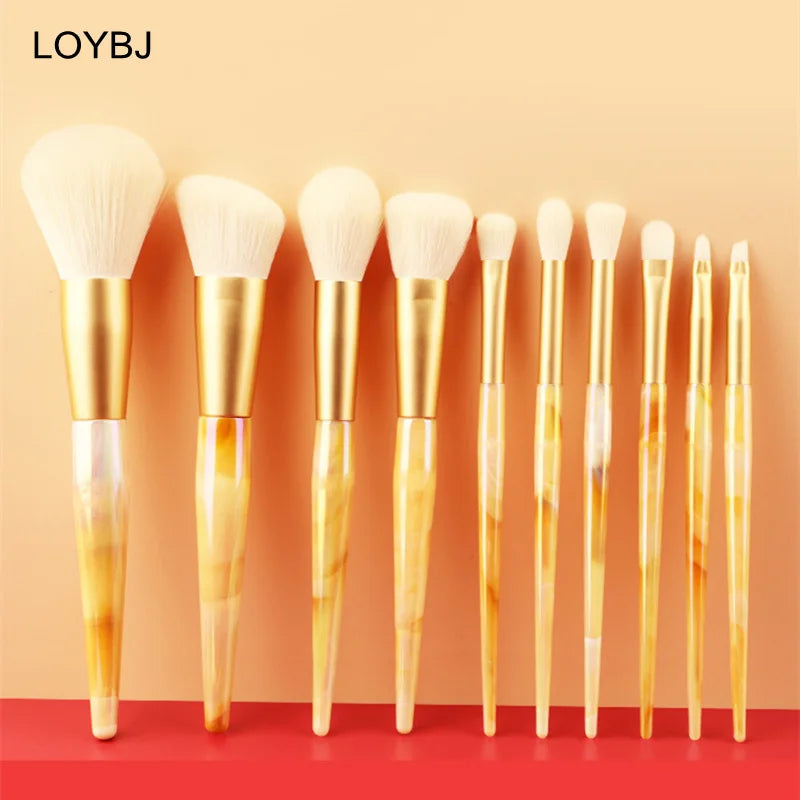 Ensemble de pinceaux de maquillage diversifiés LOYBJ, poudre, fond de teint, fard à joues, contour, correcteur, fard à barrage, 10 pièces