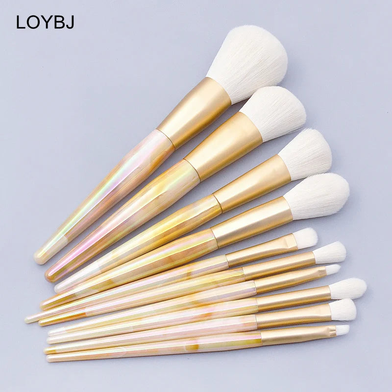 Ensemble de pinceaux de maquillage diversifiés LOYBJ, poudre, fond de teint, fard à joues, contour, correcteur, fard à barrage, 10 pièces