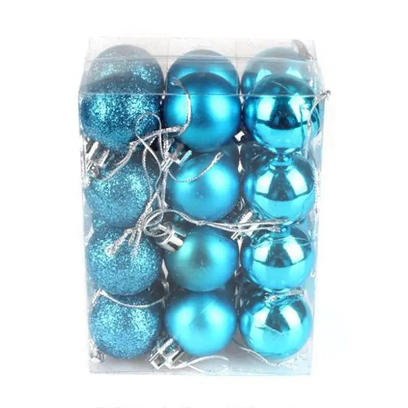 Boules de Noël, Ornements de sapin de Noël en plastique, boule bleue, cadeau de Noël, décoration de vacances, 4cm, 24 pièces